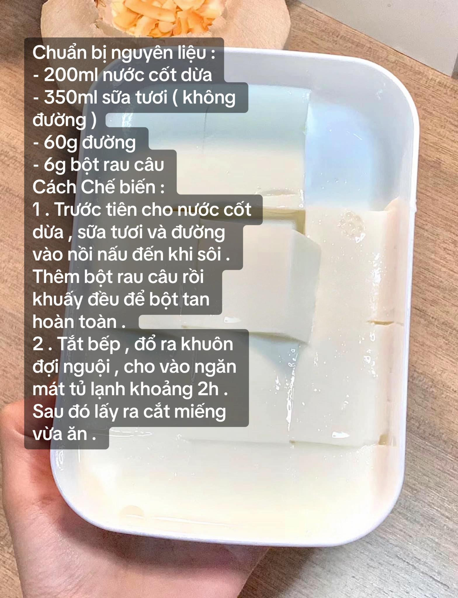 công thức làm thạch sữa dừa