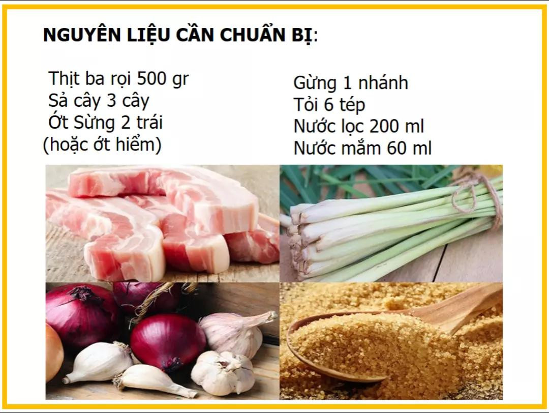 Công thức làm thịt heo kho sả