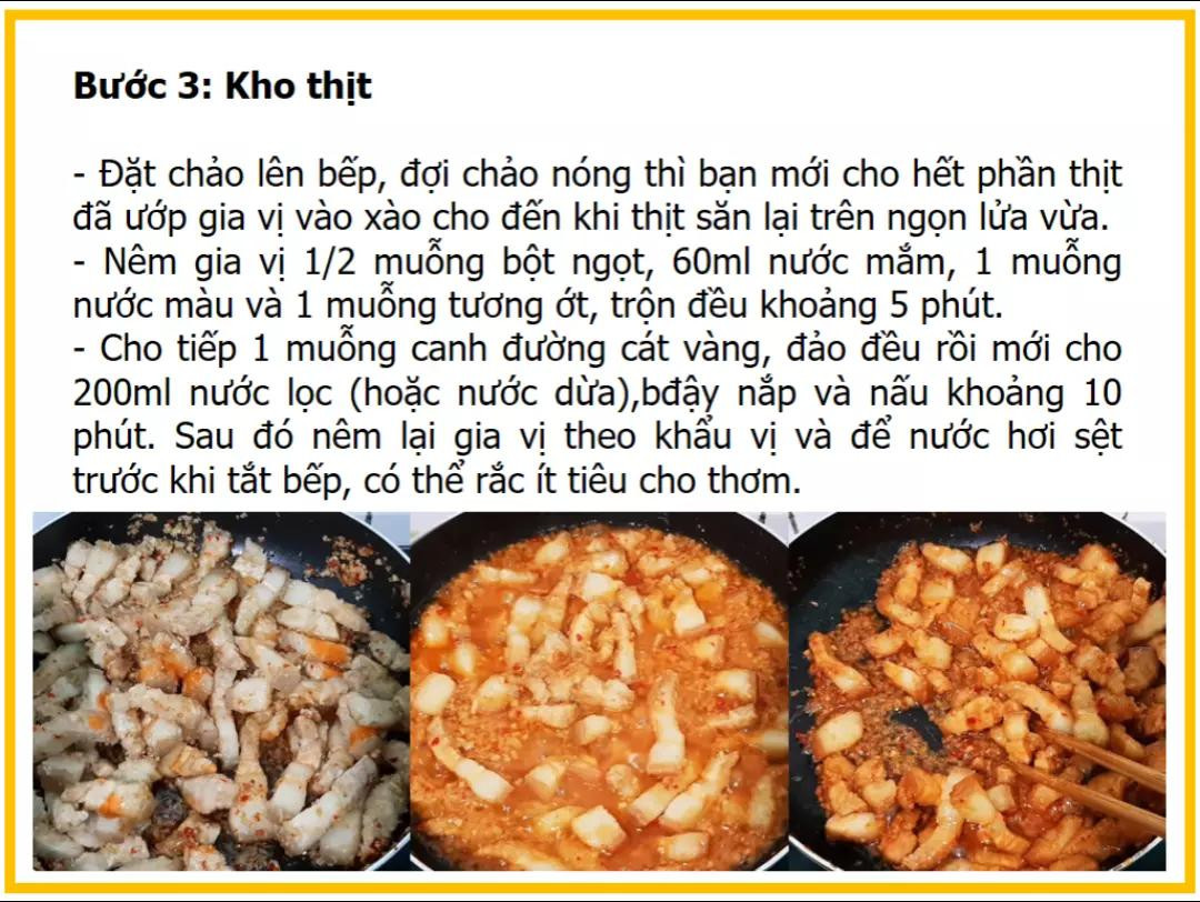 Công thức làm thịt heo kho sả