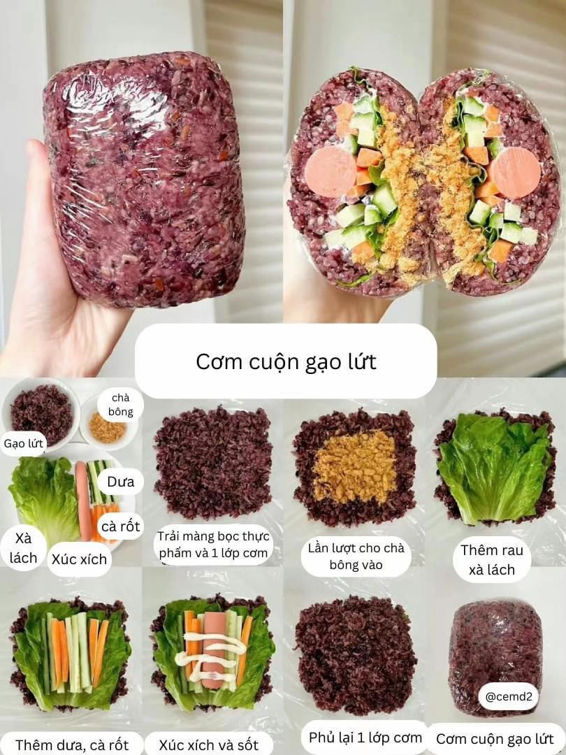 công thức làm xà lách cuộn, sushi cuộn trứng, cơm cuộn gạo lứt, xà lạch cuộn thịt