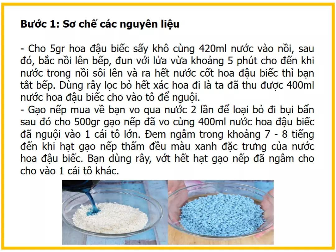 công thức làm xôi hoa đậu biếc hạt sen