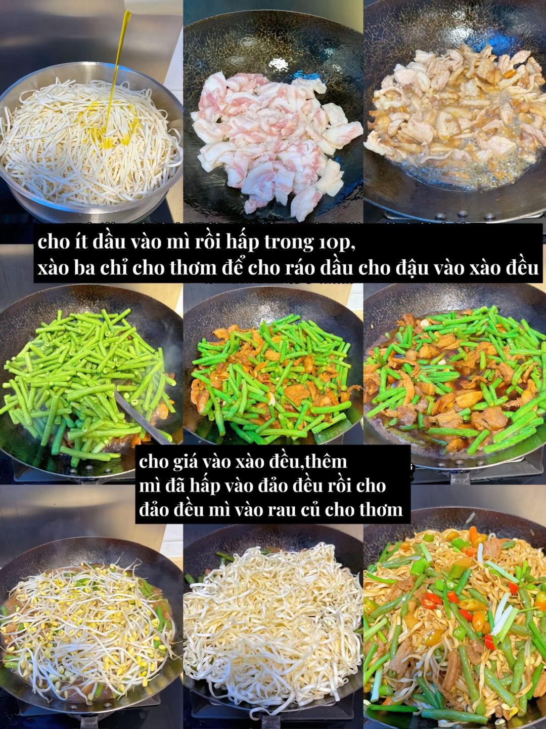 công thức mì xào thịt