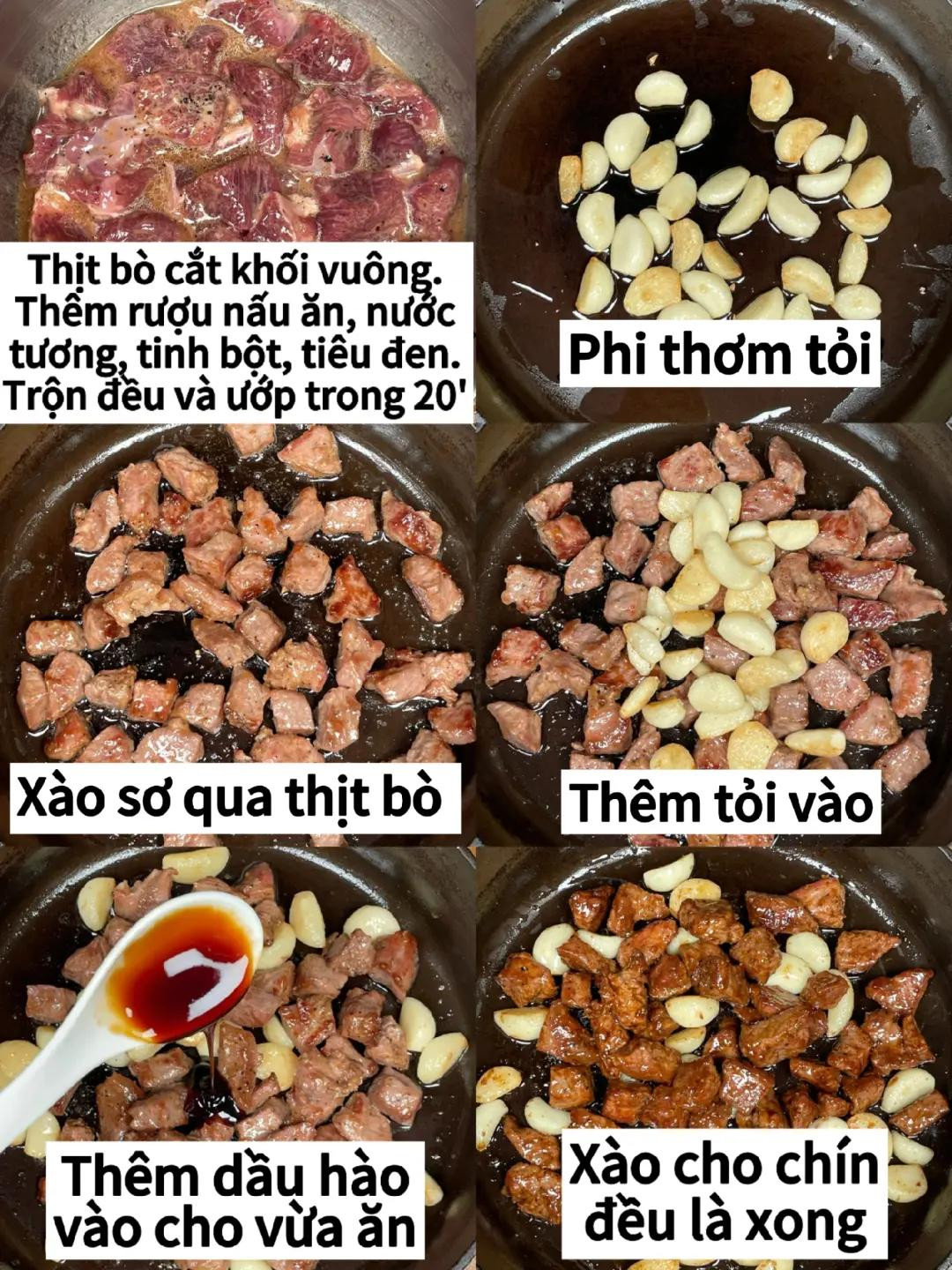 công thức món Thịt bò xào tỏi