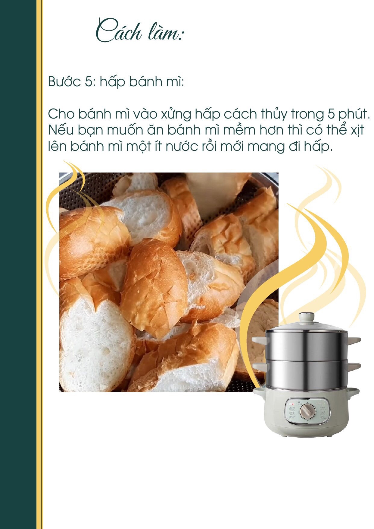 Công thức nấu ăn chay món bánh mì hấp chay