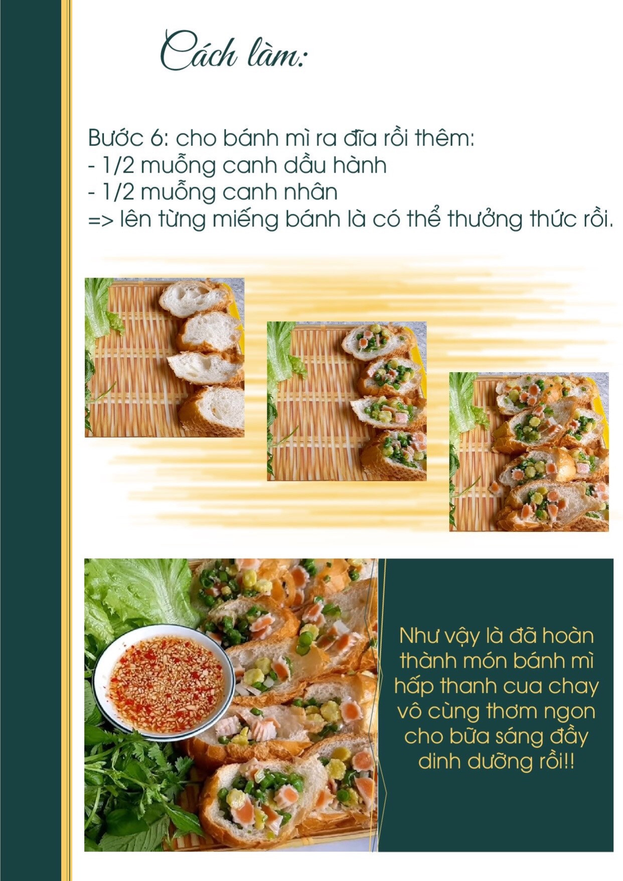 Công thức nấu ăn chay món bánh mì hấp chay