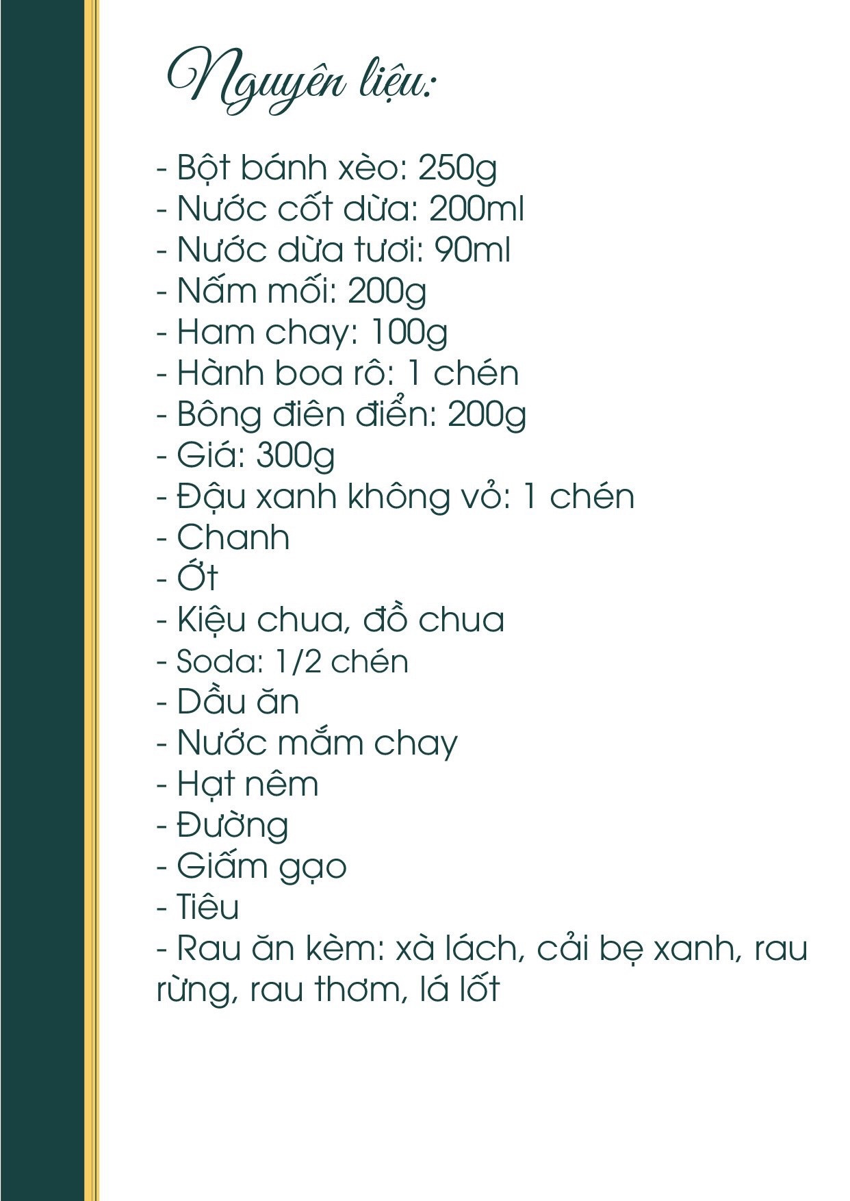 Công thức nấu ăn chay món: bánh xèo chay