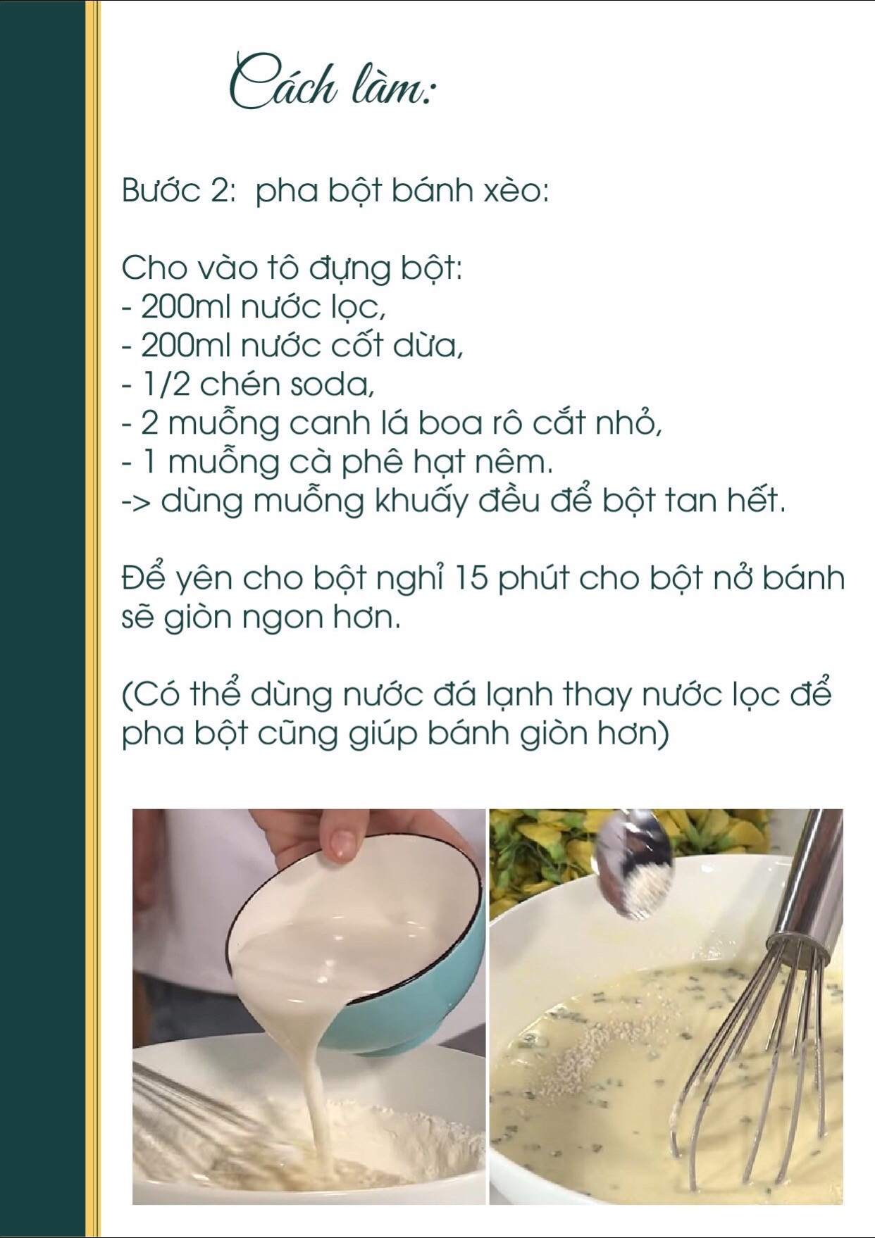 Công thức nấu ăn chay món: bánh xèo chay