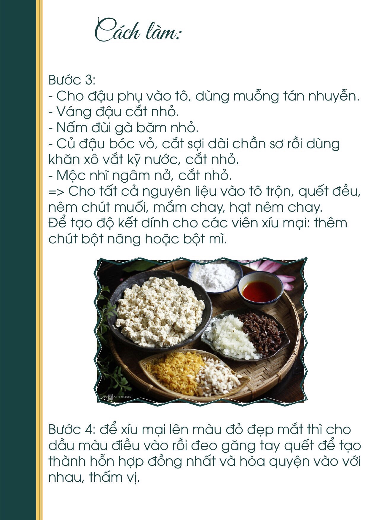 Công thức nấu ăn chay: món xíu mại chay