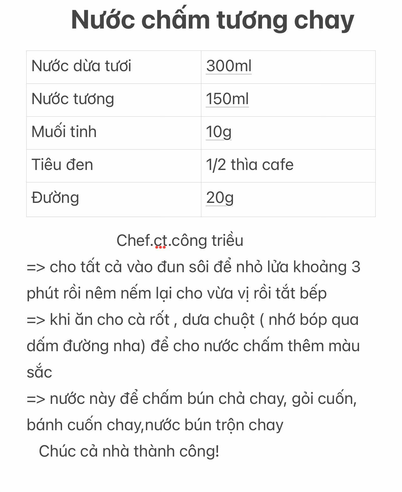 Công thức nước chấm tương chay