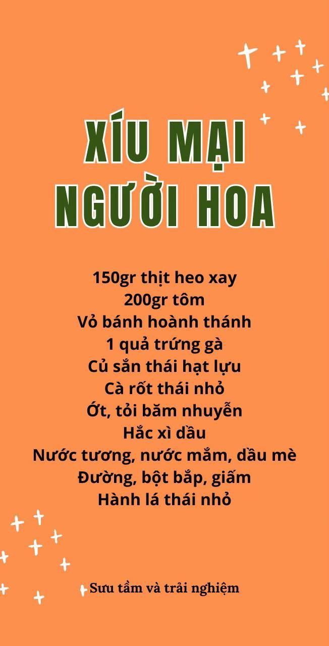 Công thức sốt xíu mại: xíu mại cà chua, xíu mại trứng cút, xíu mại người hoa, xíu mại chay