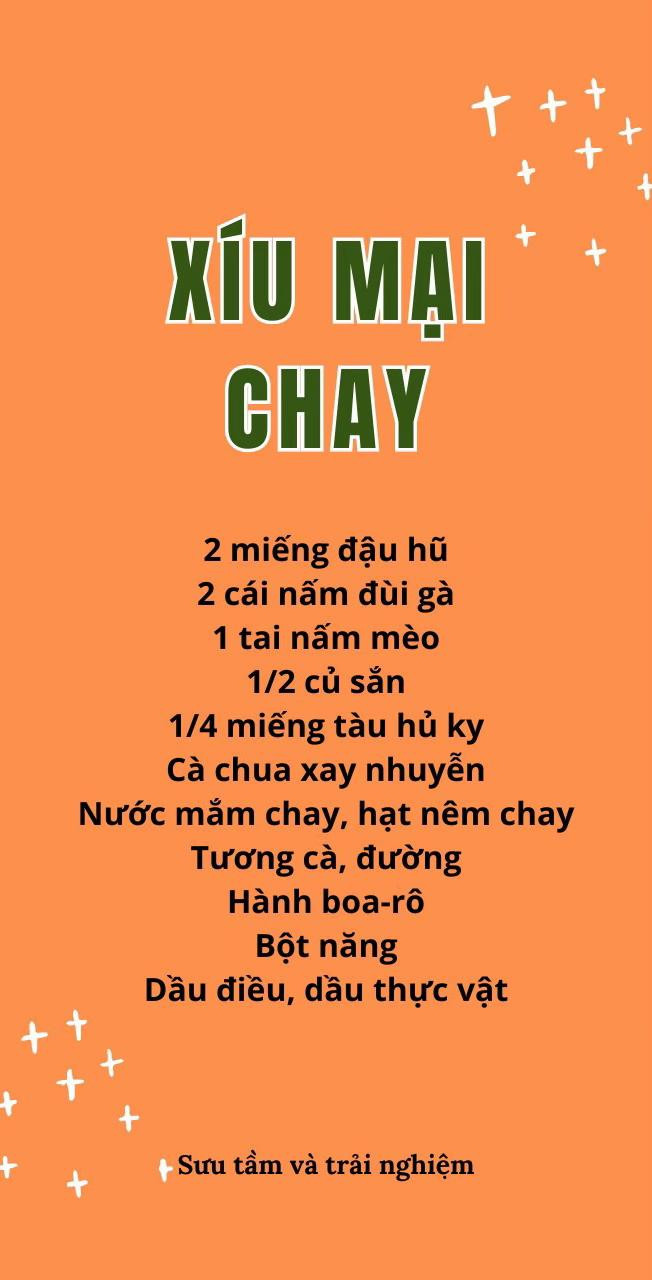 Công thức sốt xíu mại: xíu mại cà chua, xíu mại trứng cút, xíu mại người hoa, xíu mại chay