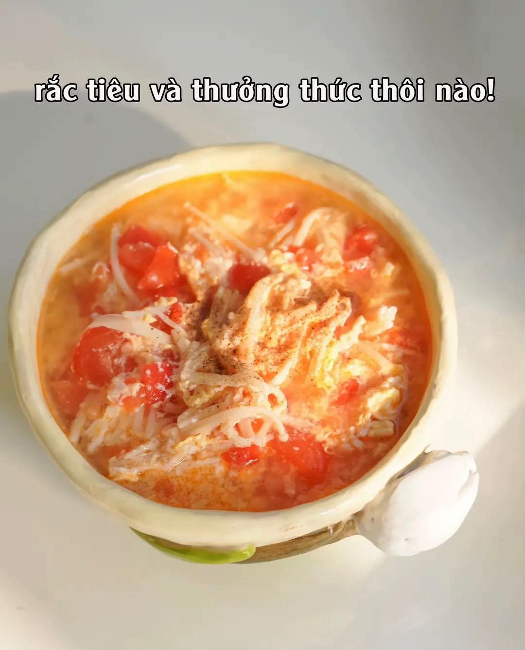 công thức soup trứng cà đẹp da