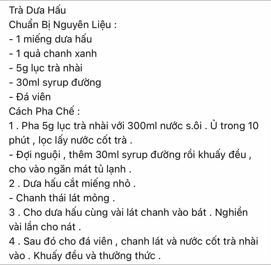 công thức trà dưa hấu ngon như ngoài hàng.