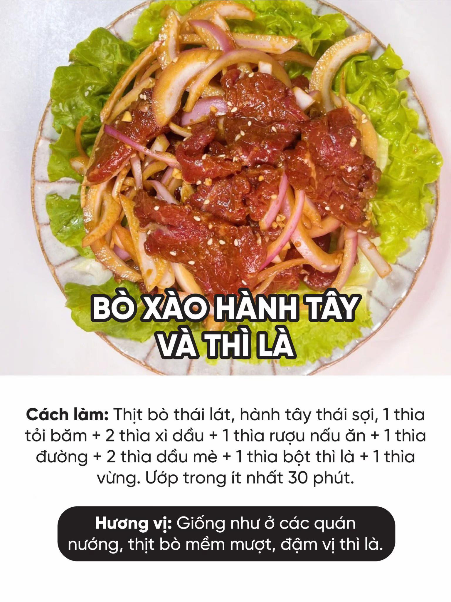 Công thức ướp thịt nướng tại nhà: bò xào hành tây và thì là, ba chỉ nướng ngọt cay, cánh gà tỏi tiêu đen, bít tết tiêu đen bí truyền.