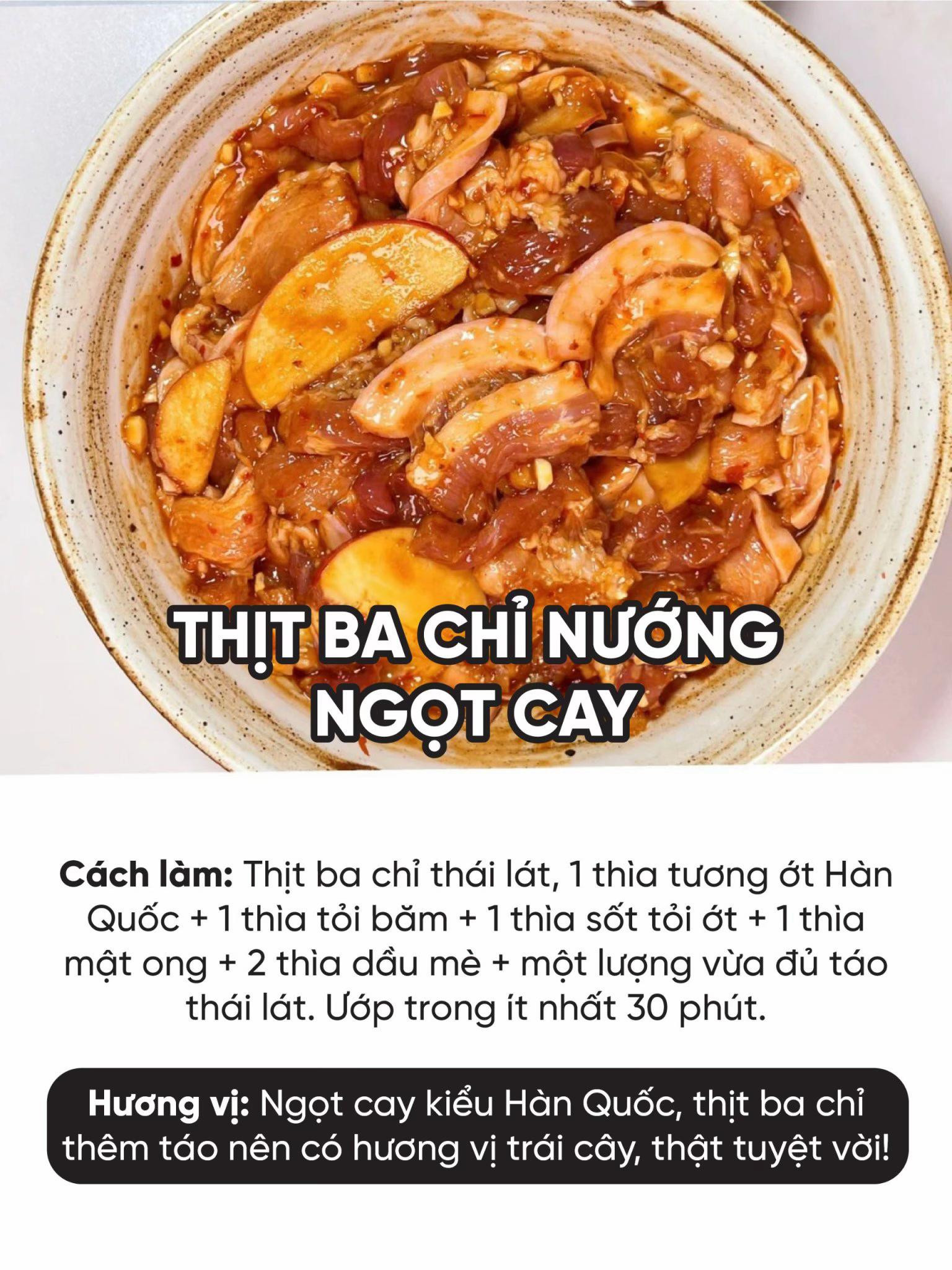 Công thức ướp thịt nướng tại nhà: bò xào hành tây và thì là, ba chỉ nướng ngọt cay, cánh gà tỏi tiêu đen, bít tết tiêu đen bí truyền.