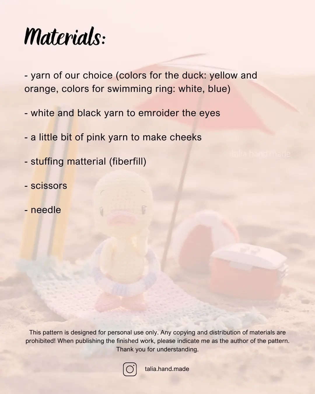 crochet beach duck pattern