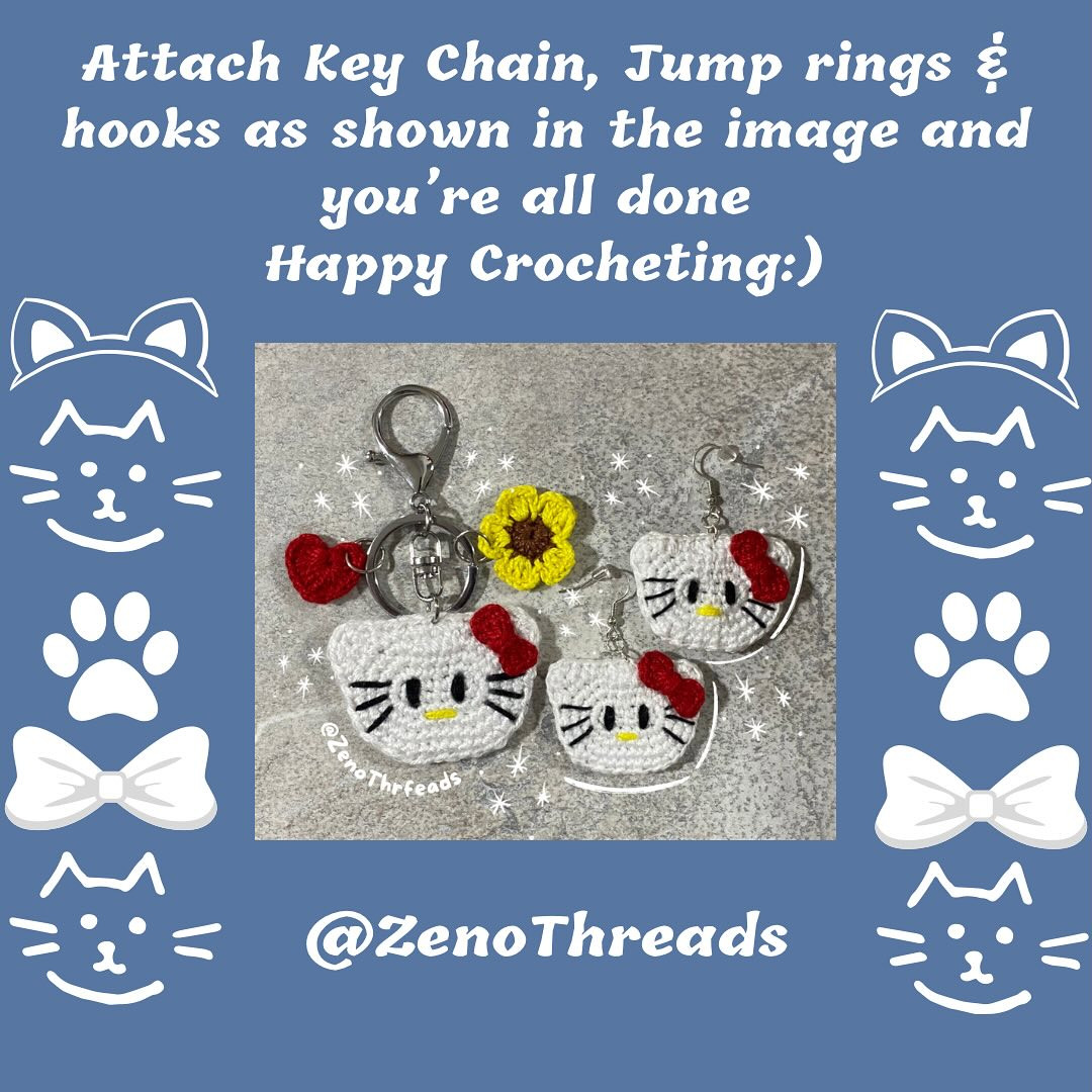 🐱❣️Crochet Hello Kitty Earrings & Keychain❣️🐱