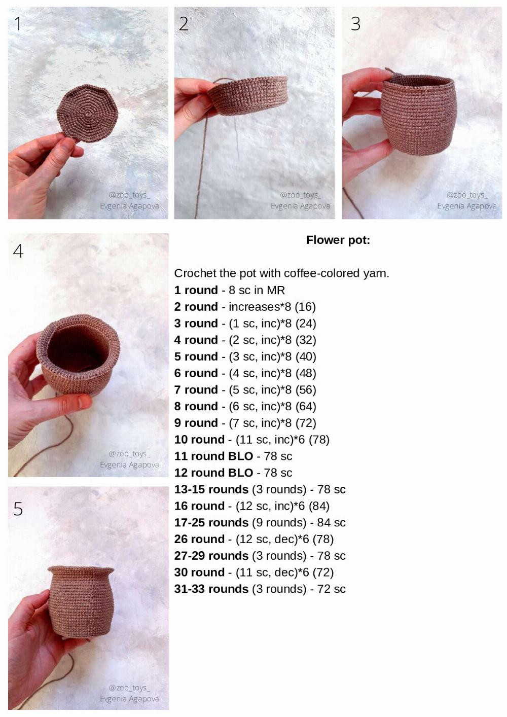 crochet pattern flower in the pot