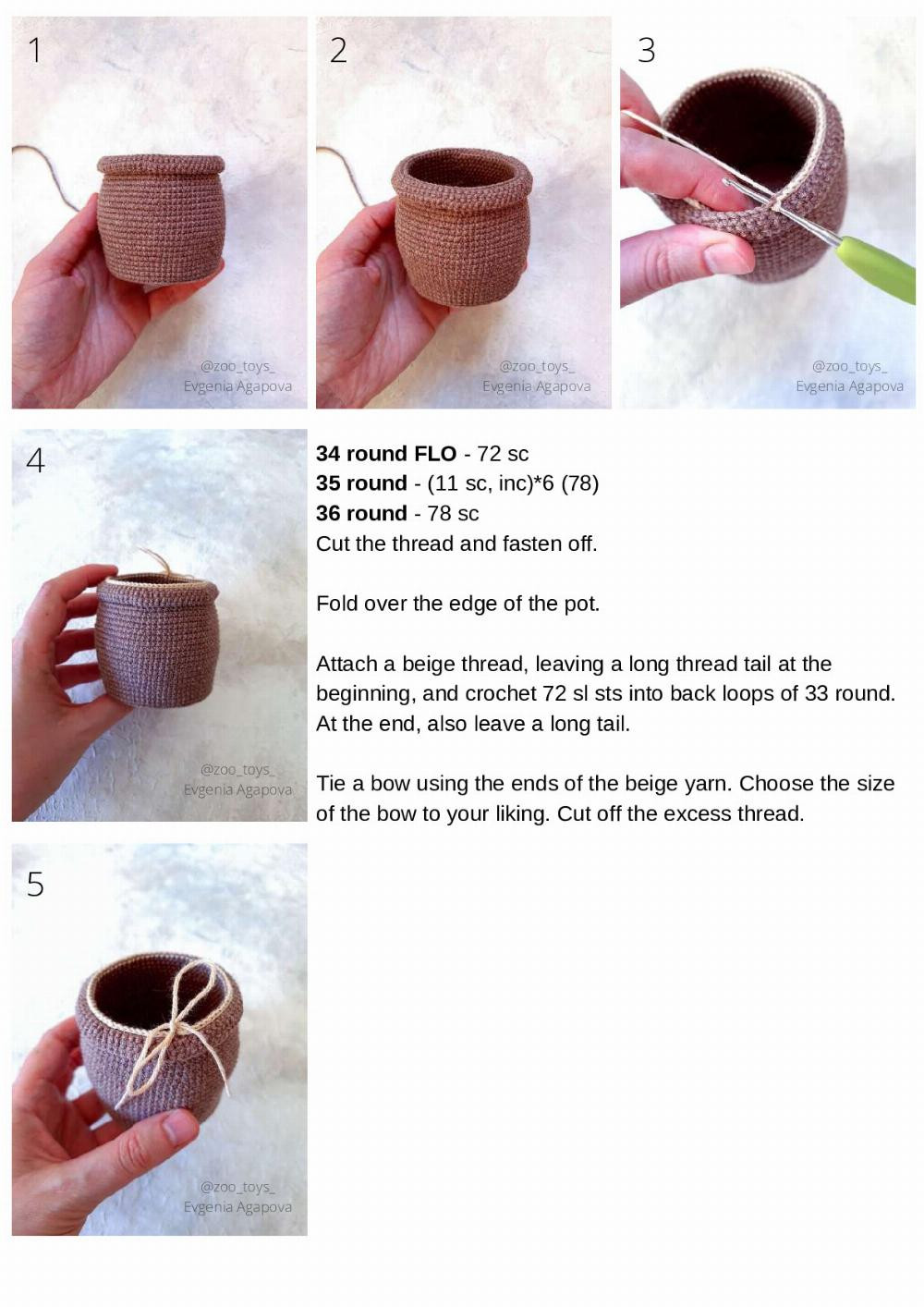 crochet pattern flower in the pot