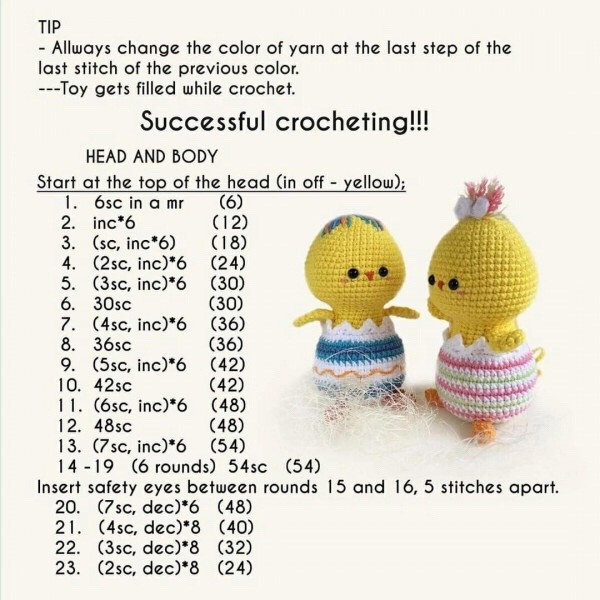 crochet pattern for a chick in an egg