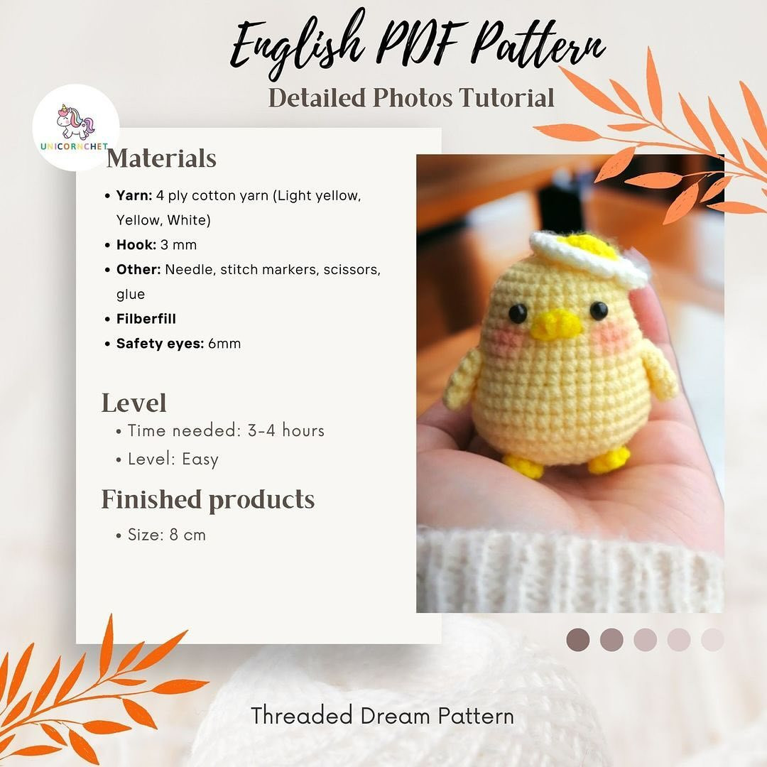 crochet pattern for baby chick wearing fried egg hat