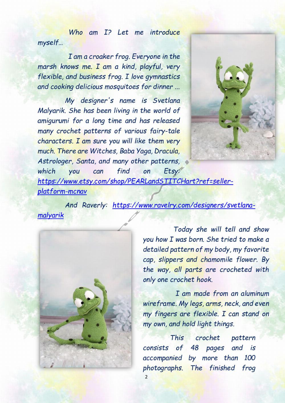 CROCHET PATTERN Funny frog (only crochet hook)