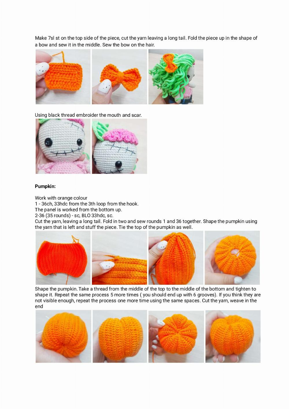 Crochet pattern “Zombie girl and pumpkin”