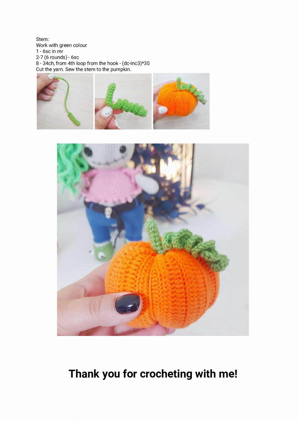 Crochet pattern “Zombie girl and pumpkin”