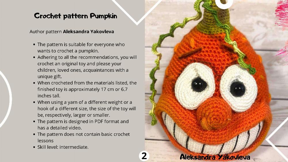 Crochet Pumpkin Pattern, smiling pumpkin crochet pattern