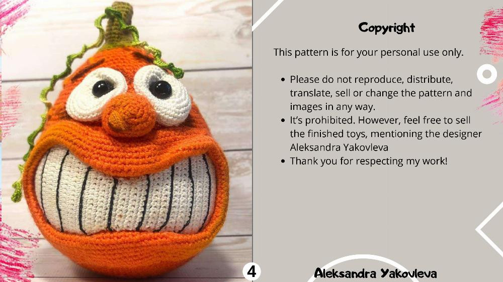 Crochet Pumpkin Pattern, smiling pumpkin crochet pattern