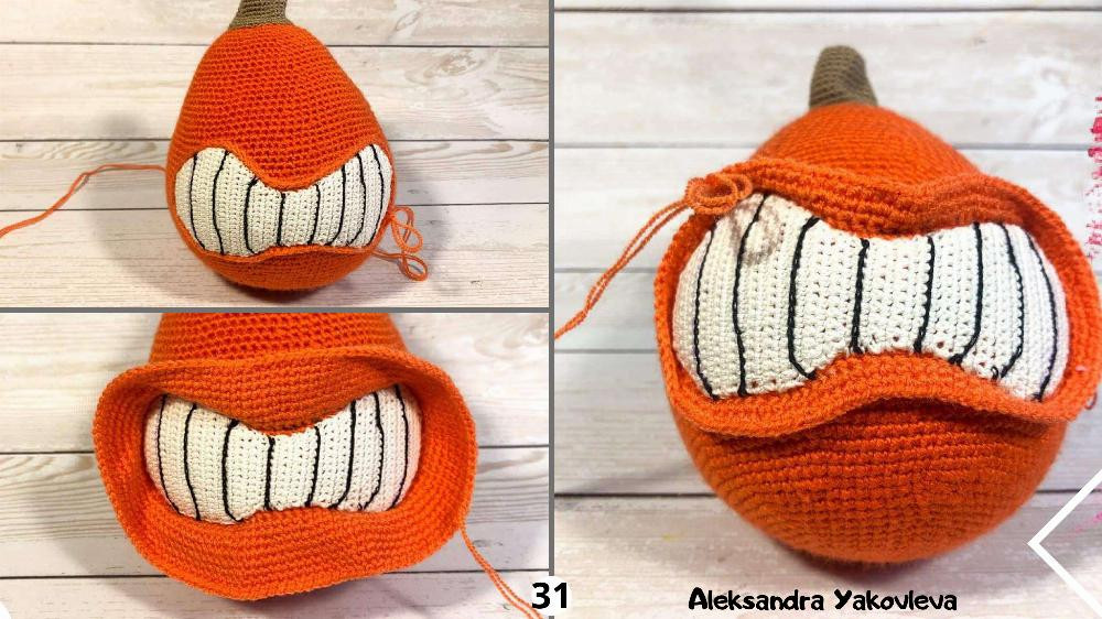 Crochet Pumpkin Pattern, smiling pumpkin crochet pattern