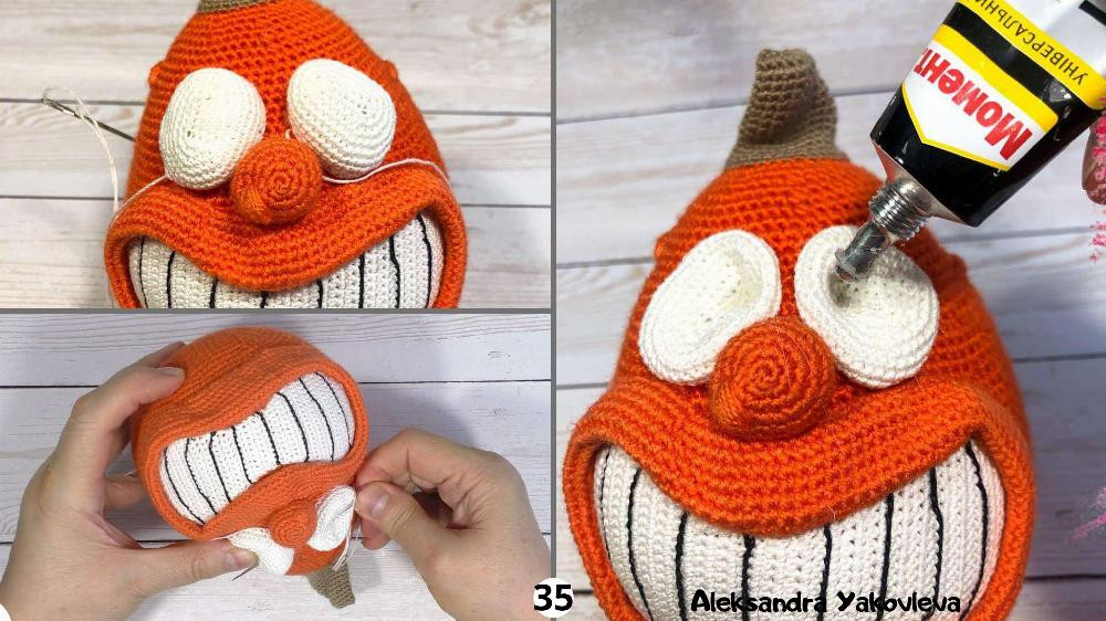 Crochet Pumpkin Pattern, smiling pumpkin crochet pattern