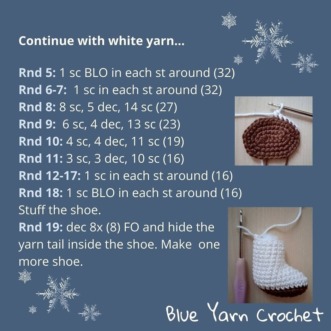 crochet snow boots christmas tree decoration pattern