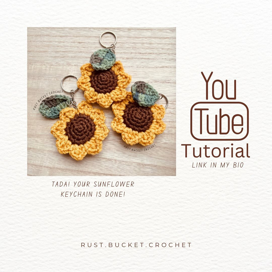 Crochet •sunflower keychain•