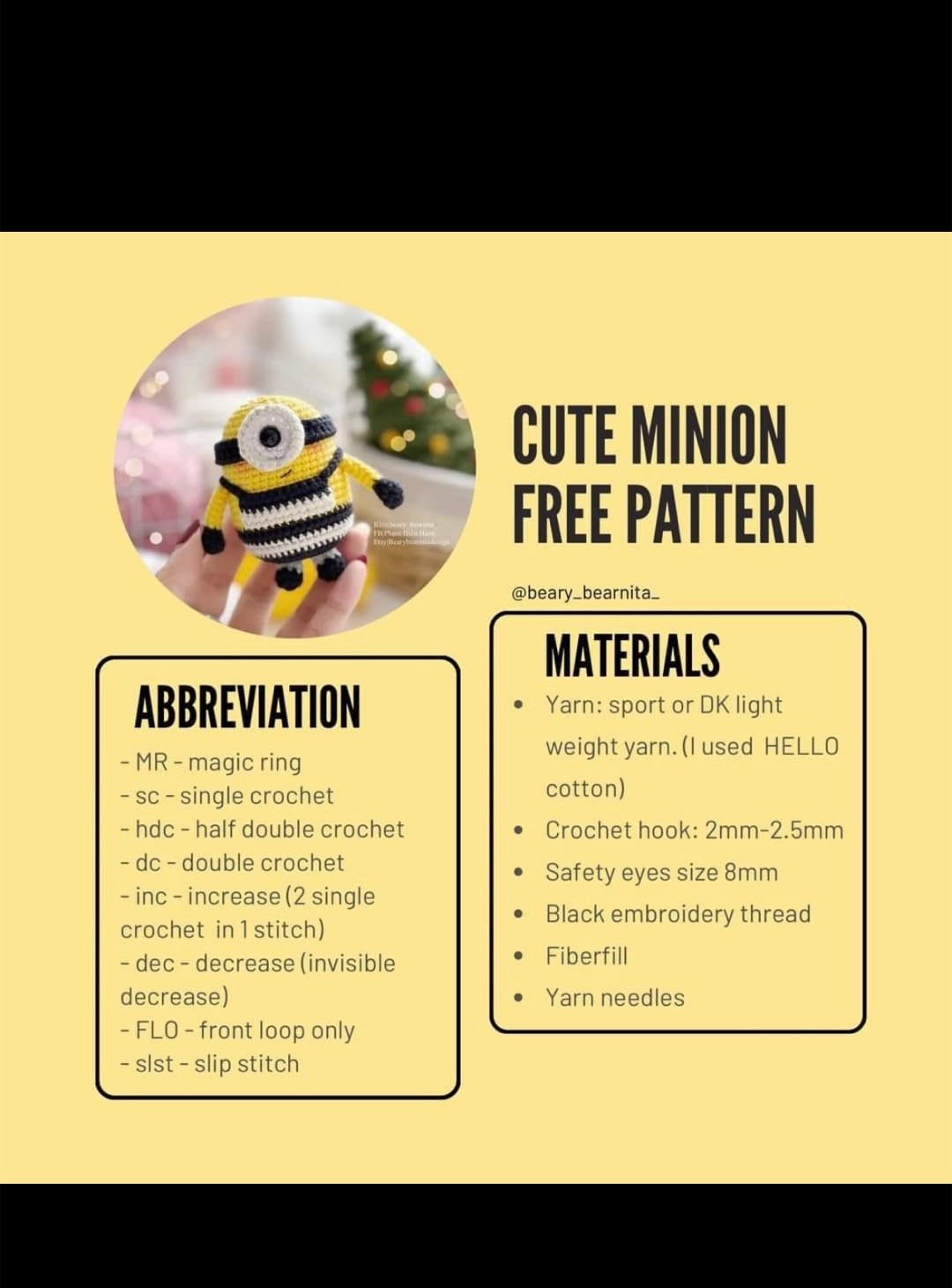 cute minion free pattern