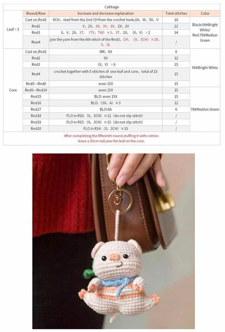 Dancing pig keychain crochet pattern