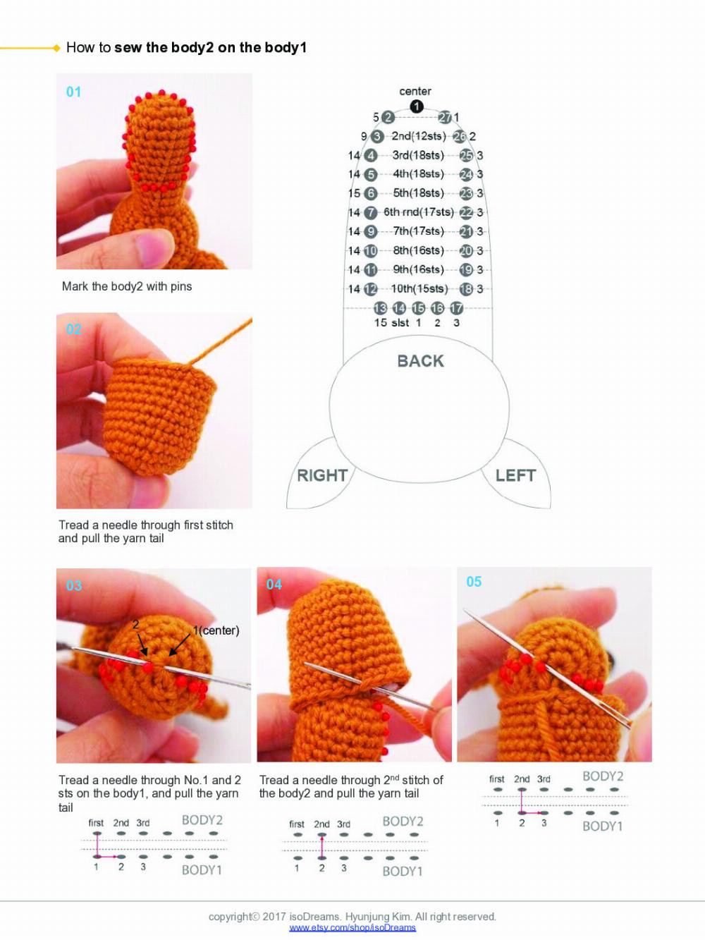 deer crochet pattern, orange roe deer