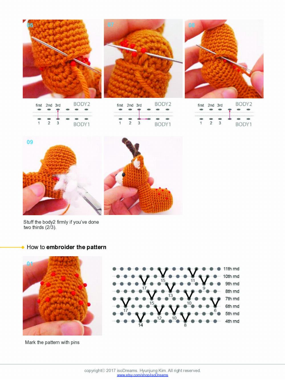 deer crochet pattern, orange roe deer