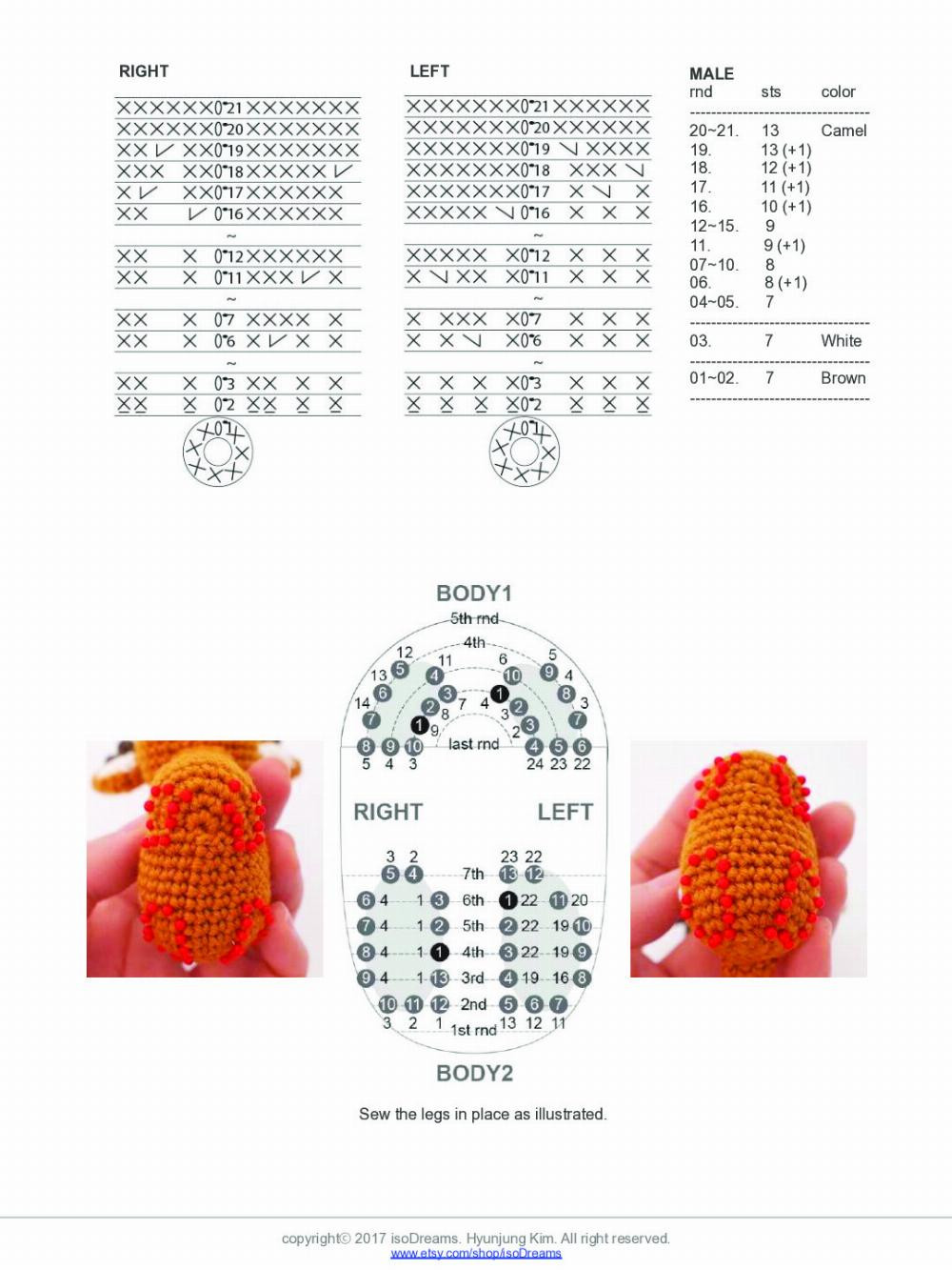 deer crochet pattern, orange roe deer