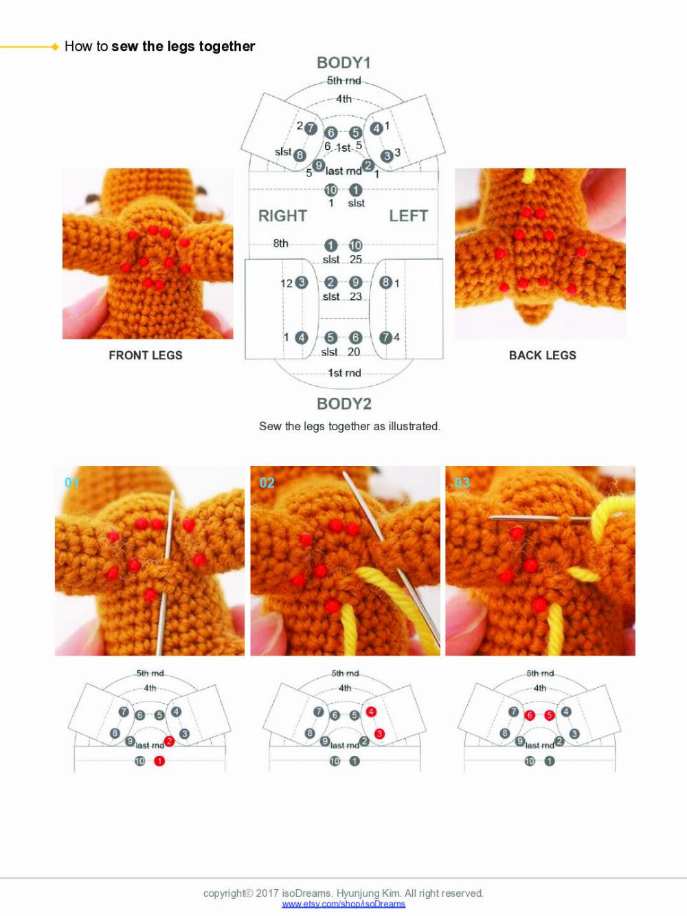 deer crochet pattern, orange roe deer