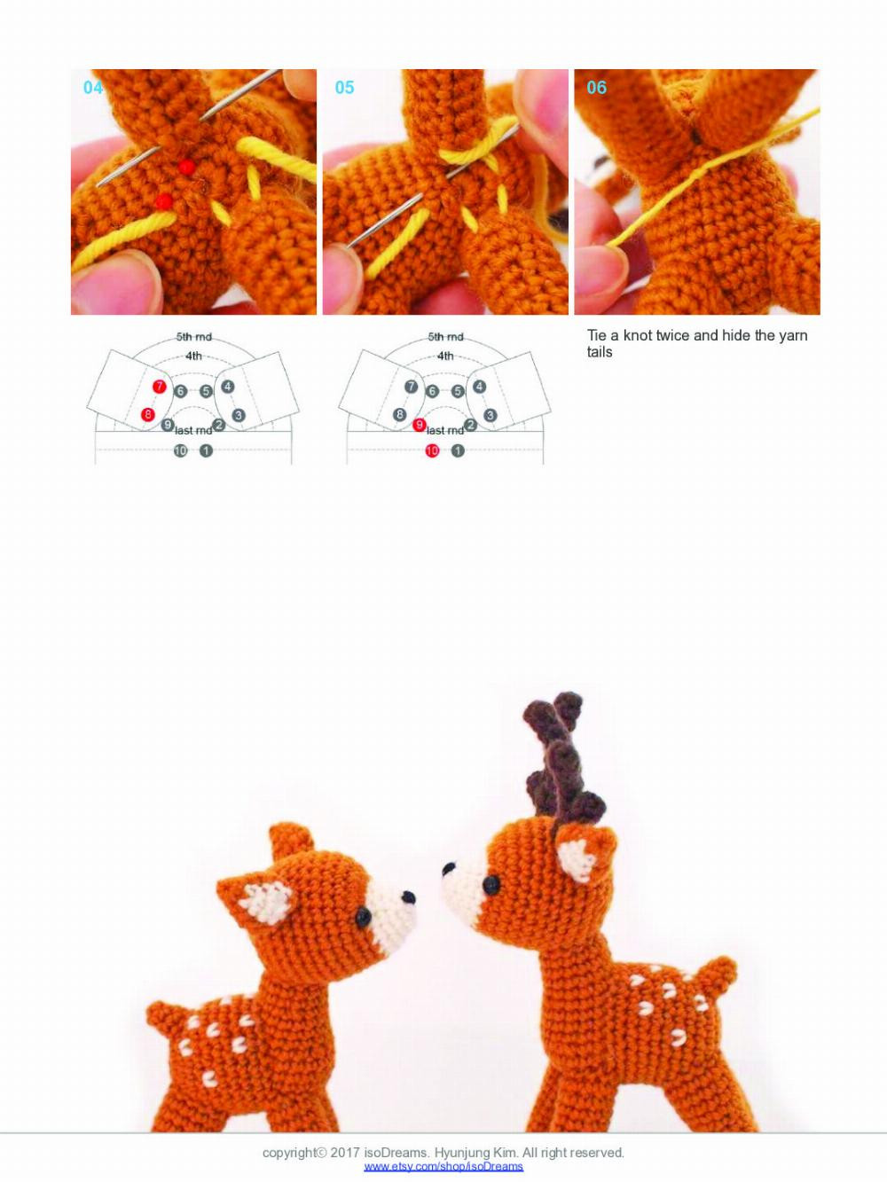 deer crochet pattern, orange roe deer