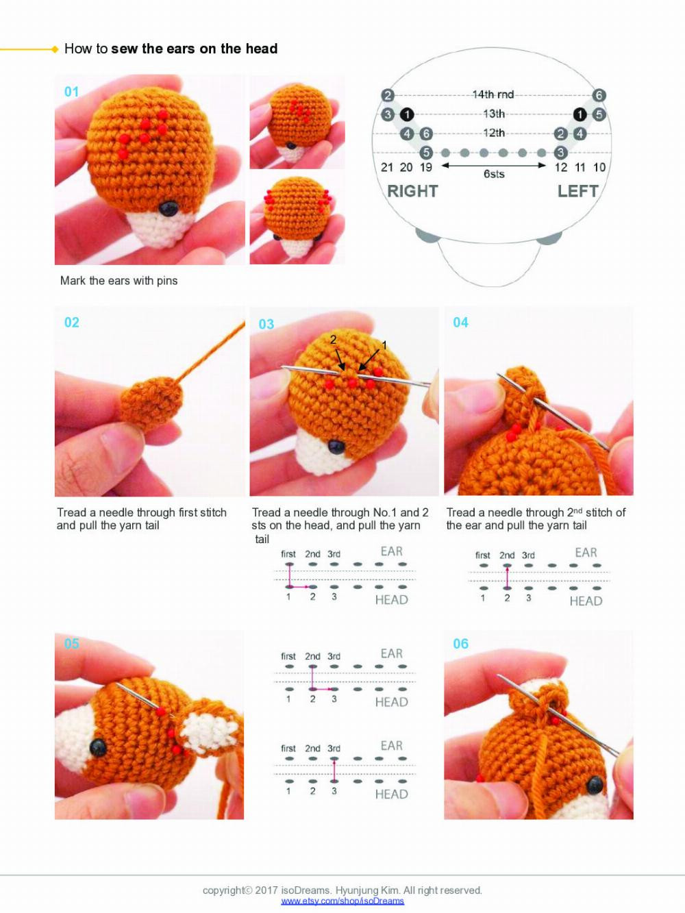 deer crochet pattern, orange roe deer