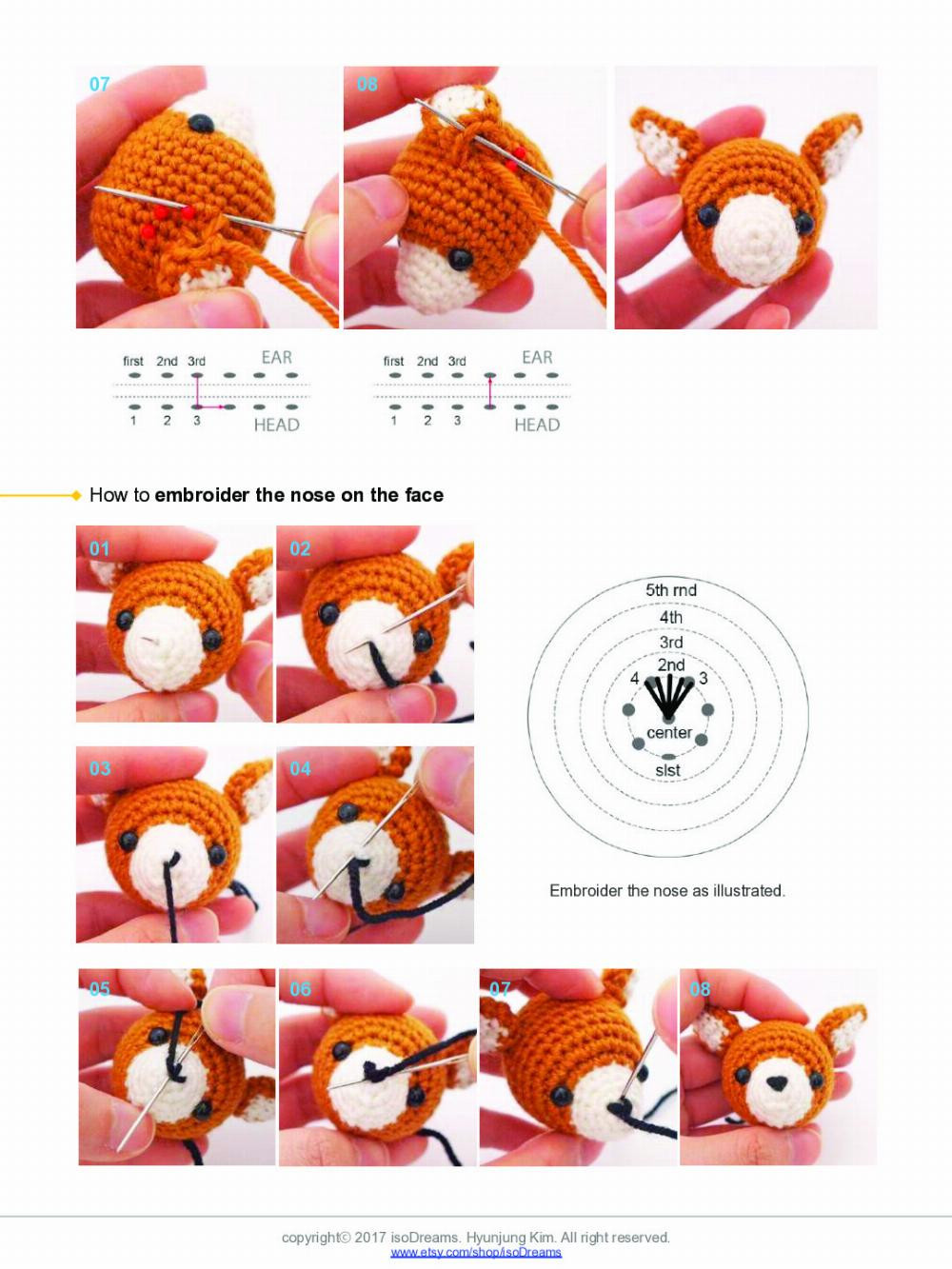 deer crochet pattern, orange roe deer