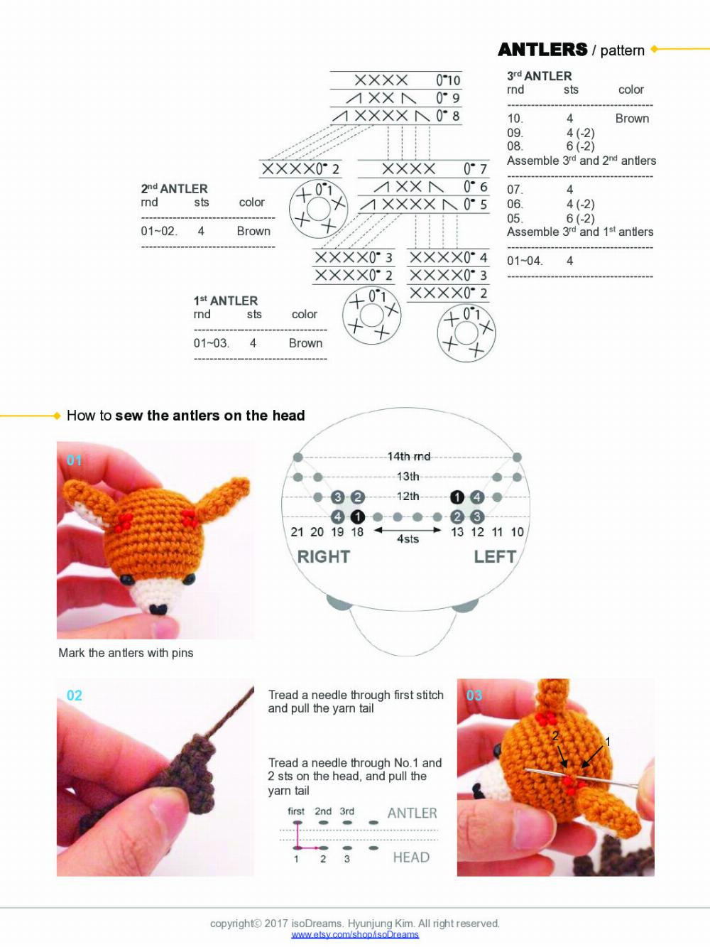 deer crochet pattern, orange roe deer