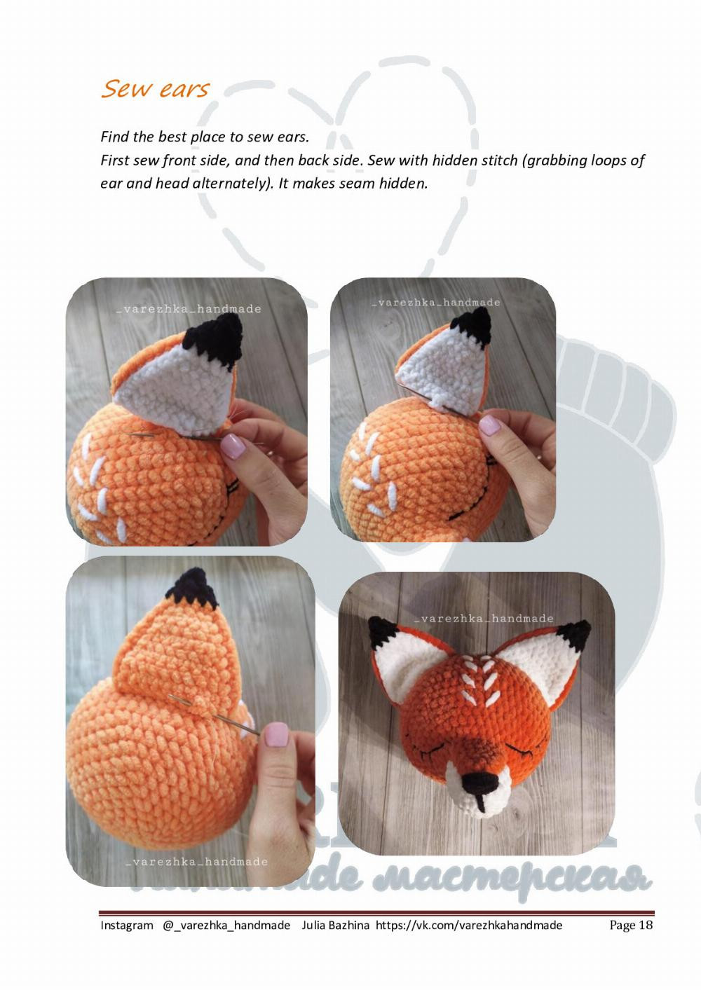 English Crochet Pattern Little Foxie (pajama bag)