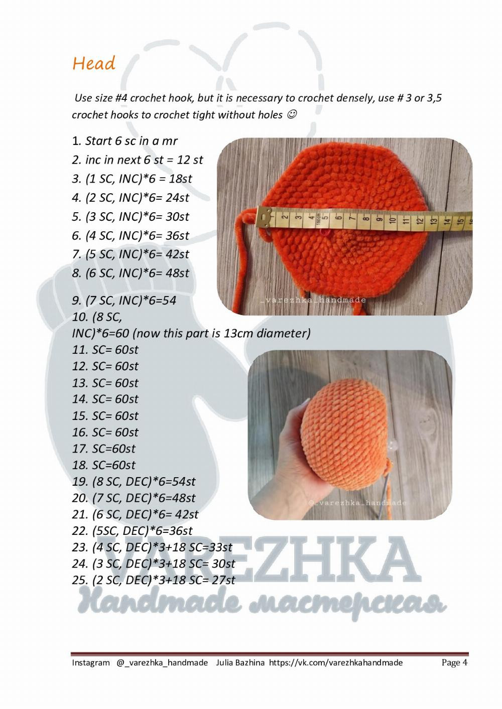 English Crochet Pattern Little Foxie (pajama bag)