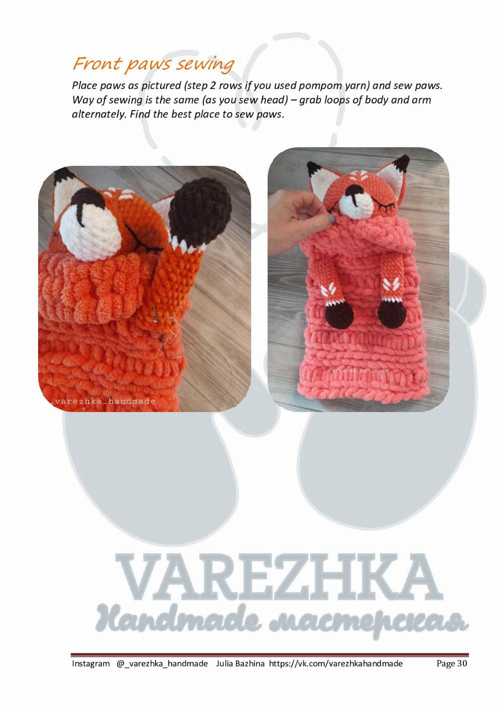 English Crochet Pattern Little Foxie (pajama bag)