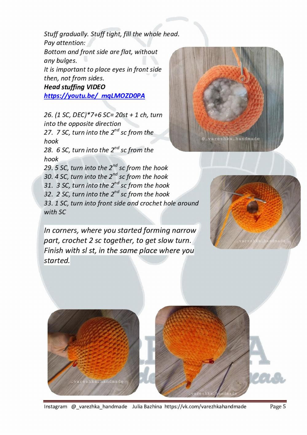 English Crochet Pattern Little Foxie (pajama bag)