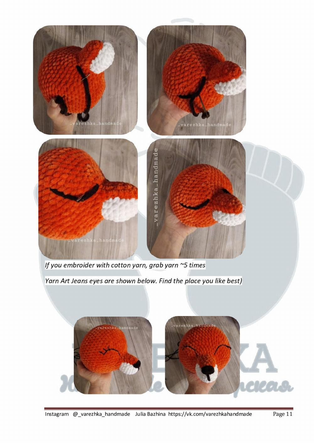 English Crochet Pattern Little Foxie (pajama bag)