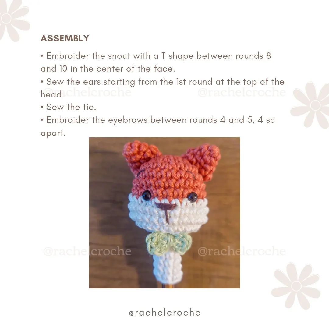 🦊(English) Free Pattern Little Fox Pencil Tip🦊